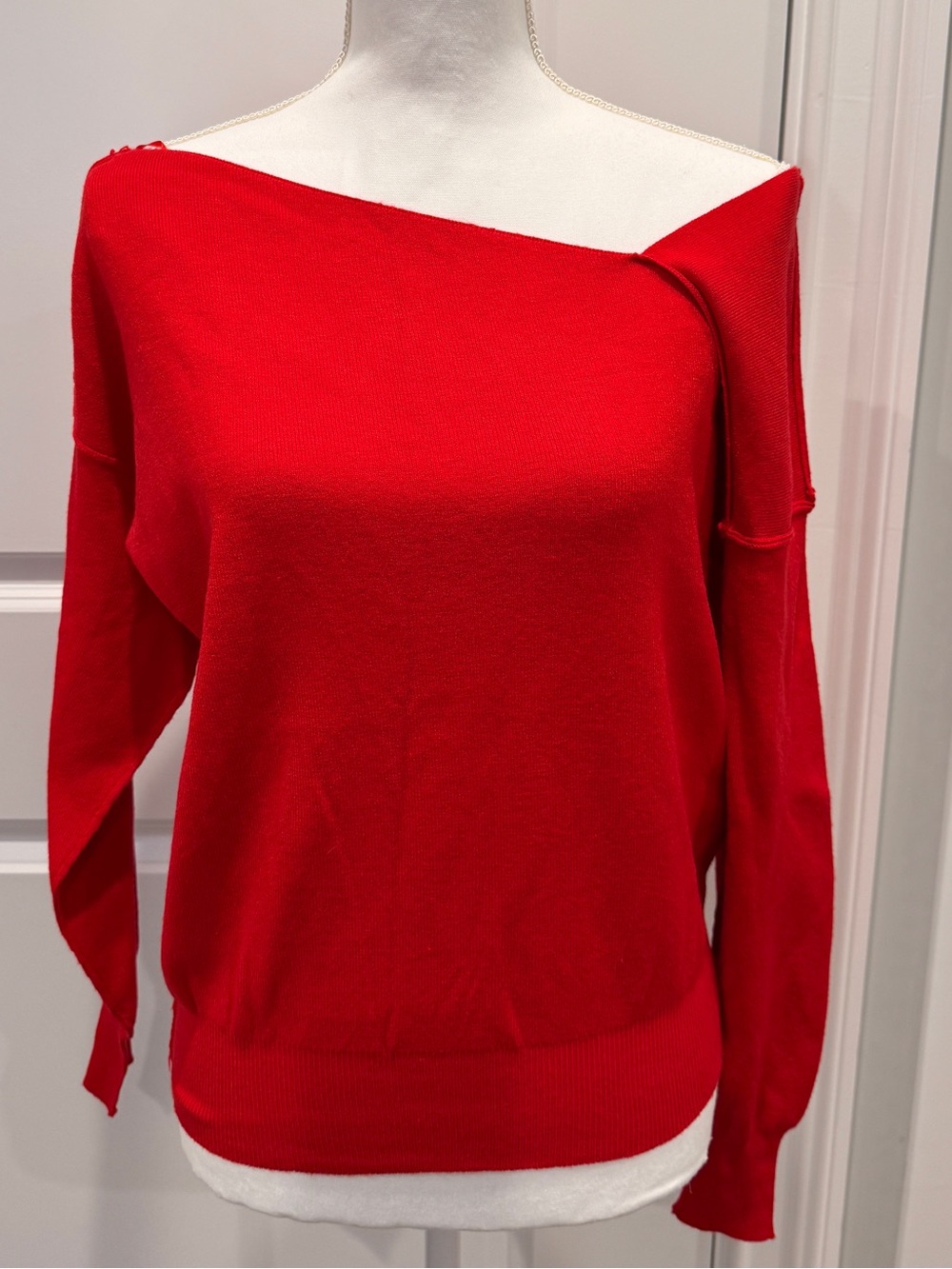 Catherine Malandrino Vibrant Red Off-the-Shoulder Sweater